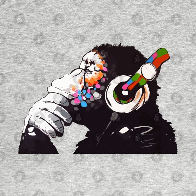 BANKSY DJ Monkey Thinker by inkstyl